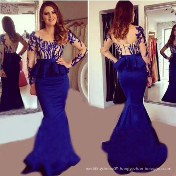 Elegant Full Figure Formal Nigerian Royal Blue Fish Cut Ladies Wedding Evening Party Dresses